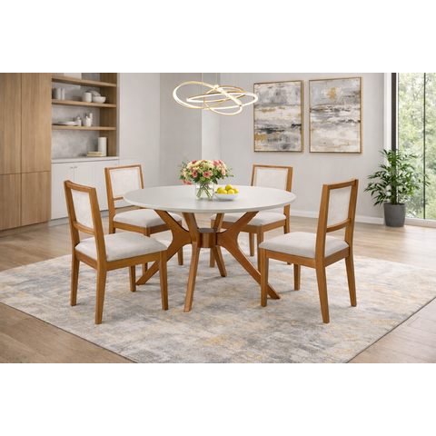 Conj Sala de Jantar Mesa Red Vid C/4 Cad Betina Mad Eucalipto:off/off