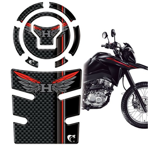 Kit Protetor Tanque Bocal Resinado Bros 25/26 Carbono Vermel