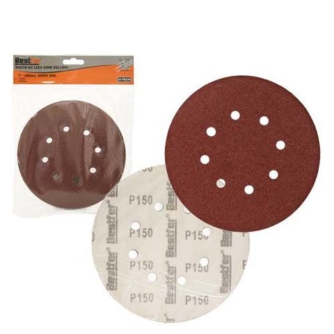 Disco de Lixa Base Auto-adesiva 180mm 8 Furos Grao 150 - Pacote com 10 - Bestfer