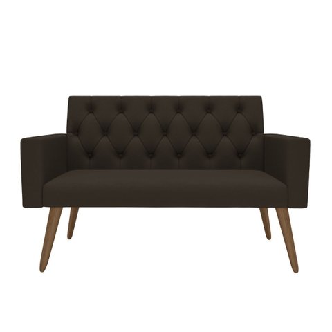 Estilo na Recepção Kit Namoradeira + 2 Poltronas Capitonê Marrom