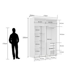 Guarda Roupa Solteiro 2 Portas Mdf 1,70 M Qualitá Belmax:freijó/titânio - 5