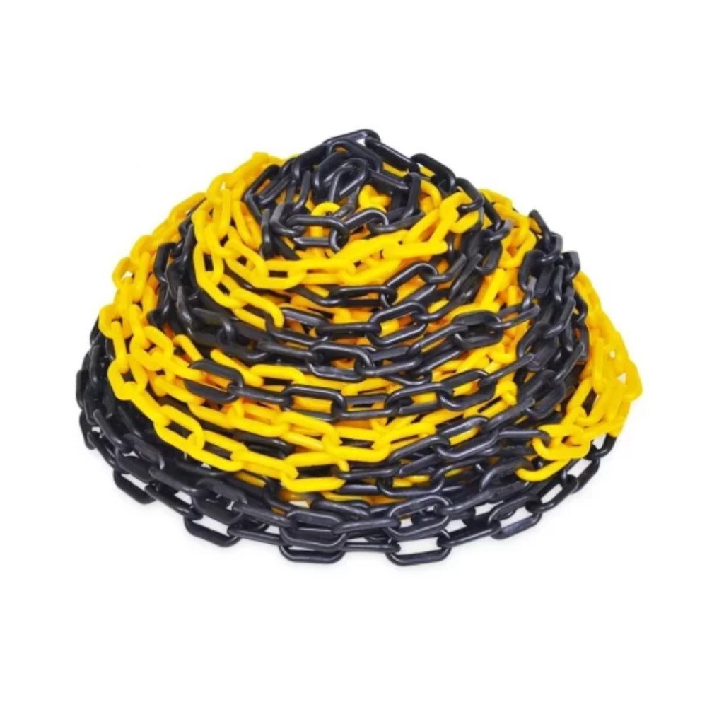 Corrente Plástica 50 Metros Amarelo/preto Para Sinalização Isolamento e/ou Calhas