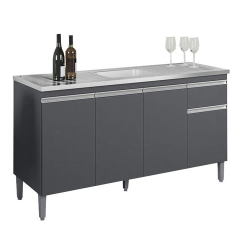 Balcão de Pia Tatiane 145 Cm Cinza Fosco - Ajl