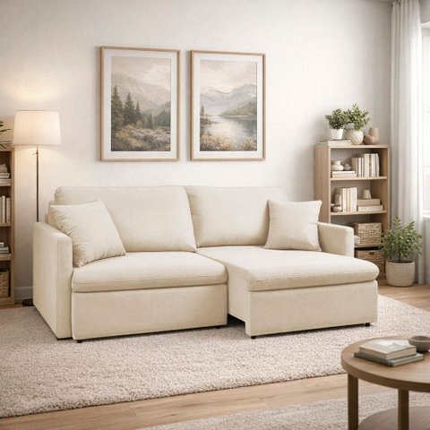Sofá 4 Lugares Retrátil Reclinável 260cm Icaro Linho K01 - D'rossi