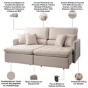 Ver imagem 4 de Sofá 3 Lugares Retrátil Reclinável para Sala de Estar 174cm Naína K01 Linho Bege - Lyam Decor
