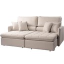 Ver imagem 6 de Sofá 3 Lugares Retrátil Reclinável para Sala de Estar 174cm Naína K01 Linho Bege - Lyam Decor