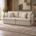 Ver imagem 3 de Sofá 3 Lugares Retrátil Reclinável para Sala de Estar 174cm Naína K01 Linho Bege - Lyam Decor