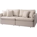 Ver imagem 7 de Sofá 3 Lugares Retrátil Reclinável para Sala de Estar 174cm Naína K01 Linho Bege - Lyam Decor