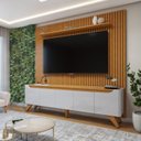 Ver imagem 1 de Conjunto Painel Lyon + Rack Atenas Painel sem LED Off White/Naturalle Mavaular