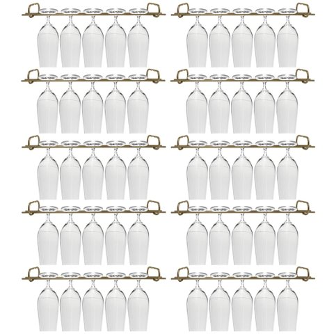 Conjunto 10 Organizadores Suportes de Taças 42cm Porta Taças Retos Dourado