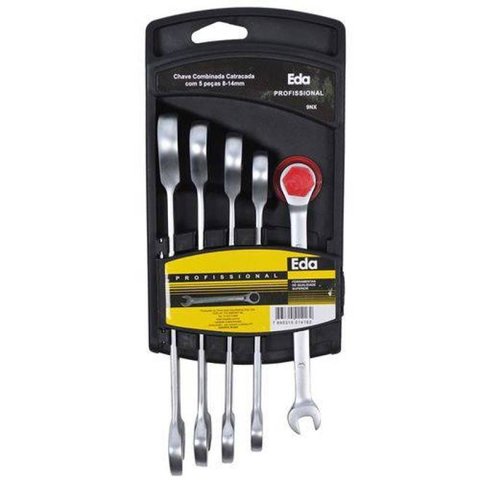 Jogo de Chave Eda Combinada com Catraca 5 Peças 8 a 14 mm