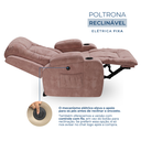 Ver imagem 3 de Poltrona do Papai Reclinável Elétrica Fixa com Massagem e Aquecimento em Suede Rosa Nude Premium