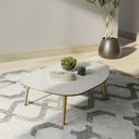Ver imagem 1 de Mesa de Centro Tb625 em Mdf Orgânica 120cm com Pés de Madeira Off White Freijó Dalla Costa