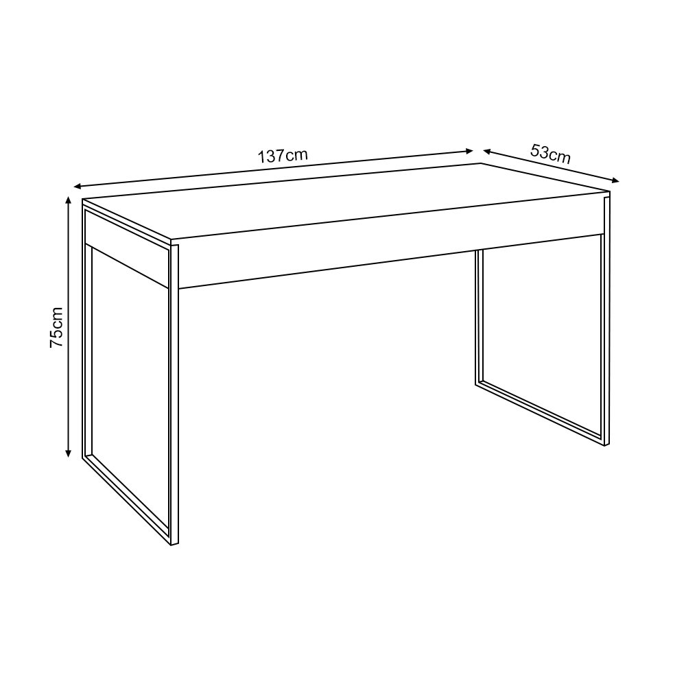 Escrivaninha Home Office Estilo Industrial Malta Amêndoa 137x53cm Base Cobre com 1 Poltrona Preta Ea - 5