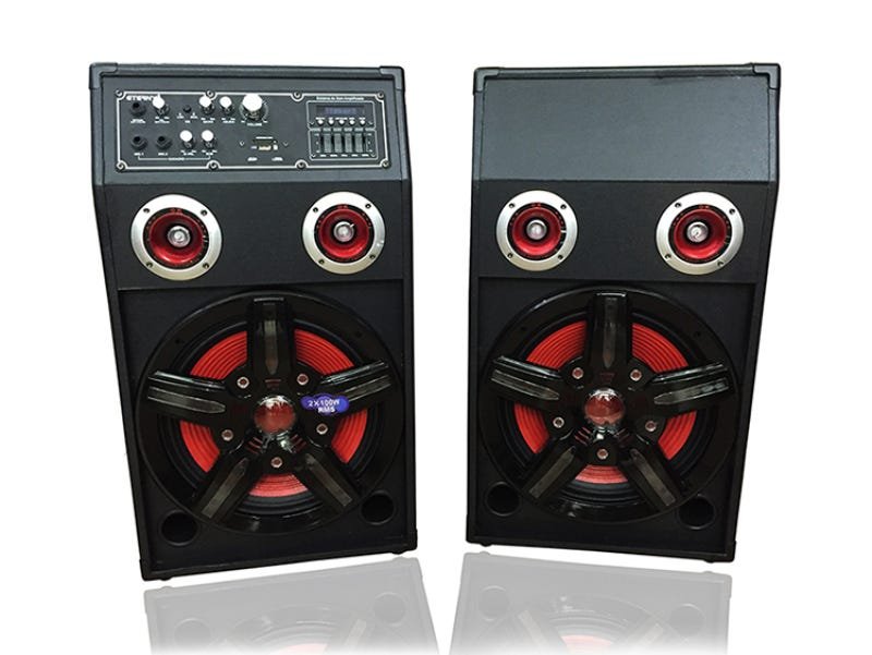 Caixa de Som Amplificada Dupla Acustica USB SD Controle e Microfone 2 ...