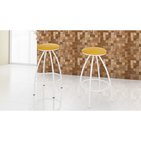 Kit 2 Banquetas sem Encosto de 70cm:amarelo/branco