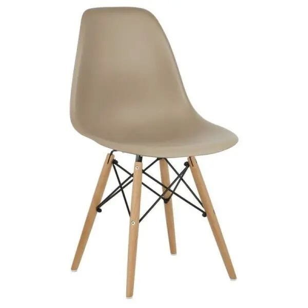 Kit 4 Cadeiras Decorativas Eiffel Charles Eames Nude com Pés de Madeira - Lyam Decor - 2