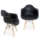 Ver imagem 1 de Kit 2 Cadeiras Decorativa Eiffel Melbourne Preto com Pés de Madeira - Lyam Decor