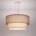 Ver imagem 3 de Luminária de Teto Pendente Cúpula Dupla Linho Natural 50x25