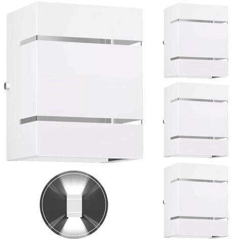 4 Arandelas Externa 2 Frisos Foco Fachos Parede Muro Branco