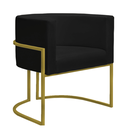 Ver imagem 1 de Poltrona Reforçada Decorativa Sala Nayara Base Ferro Dourado Suede Preto