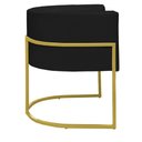 Ver imagem 2 de Poltrona Reforçada Decorativa Sala Nayara Base Ferro Dourado Suede Preto