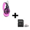 Fone de Ouvido Bluetooth Aux SD Fm com Microfone Neon Pink B-13 + Cartão de Memória 16 Gb - 1