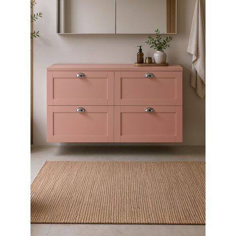 Gabinete para Banheiro com Tampo 120cm Retro MDF Rosa Milano - On Móveis