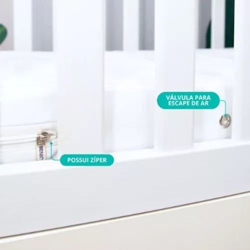 Ver imagem 5 de Capa Proteção de Colchão Branco Impermeável Berço Americano com Zíper