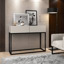 Ver imagem 2 de Aparador Buffet Hall de Entrada Luxo Eros 02 Gavetas 90cm Off White com Preto
