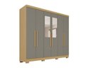 Ver imagem 2 de Guarda-Roupa Casal com Espelhos 6 Portas 2 Gavetas 180cm Multimóveis Madeirado/Cinza