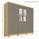 Ver imagem 3 de Guarda-Roupa Casal com Espelhos 6 Portas 2 Gavetas 180cm Multimóveis Madeirado/Cinza