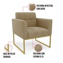 Ver imagem 5 de Kit 1 Sofá Namoradeira e 1 Poltrona Elisa Suede Base Metálica Industrial Dourada - D'Rossi Marrom Ra