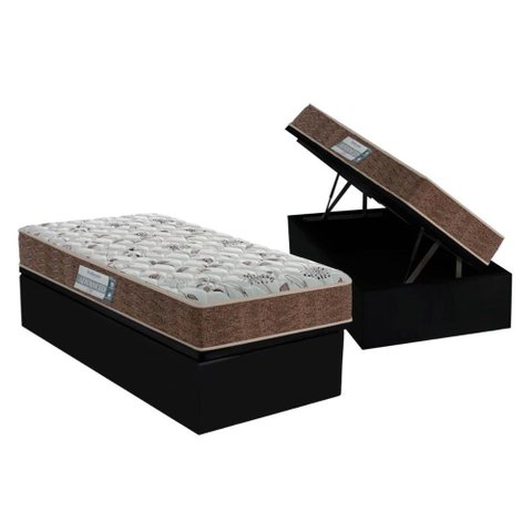 Cama Box Baú Solteiro: Colchão Espuma D45 Probel ProDormir Advanced Double Face + Base CRC Suede