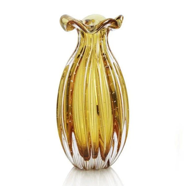 Vaso Murano Trouxinha Ambar 21cm - Cristal São Marcos - 1