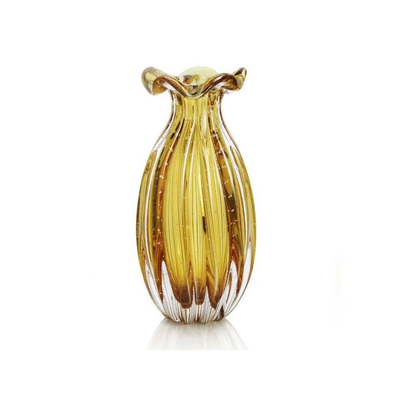 Vaso Murano Trouxinha Ambar 21cm - Cristal São Marcos