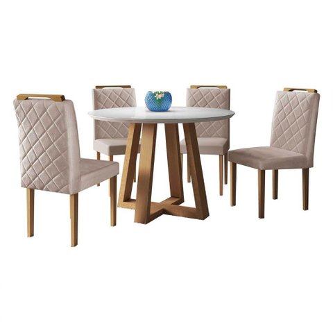 Conjunto Sala De Jantar Topazio 4 Lugares 4 Cadeiras Mel