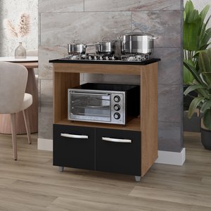 Balcão Elisa para Cooktop 4 Bocas Savana/preto
