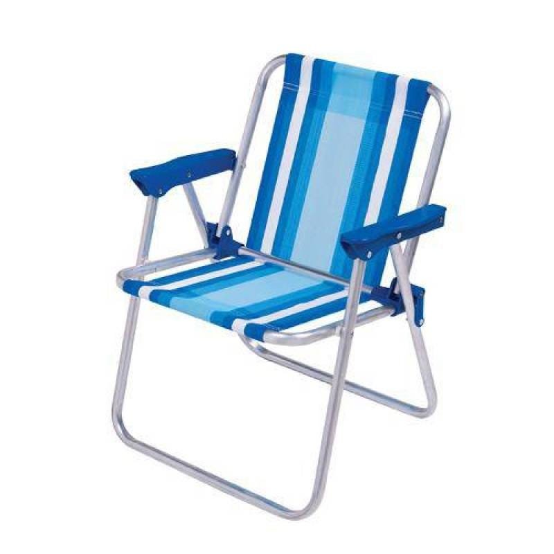 Cadeira Infantil Alta De Alumínio Azul Mor Praia E Piscina