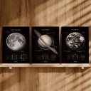 Ver imagem 3 de Kit3 Quadro Decorativo Astronomia Universo Planeta Terra Lua 40x28cm