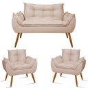 Ver imagem 1 de Kit 2 Poltronas Opala e Namoradeira - Sala, Quarto, Recepção:bege