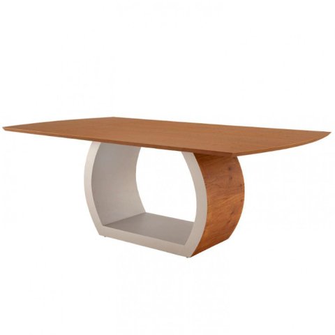 Mesa para Sala de Jantar Ellis 180cm Madeira Moderna Mobília Cinamomo com Off White-cinamomo Imbuia