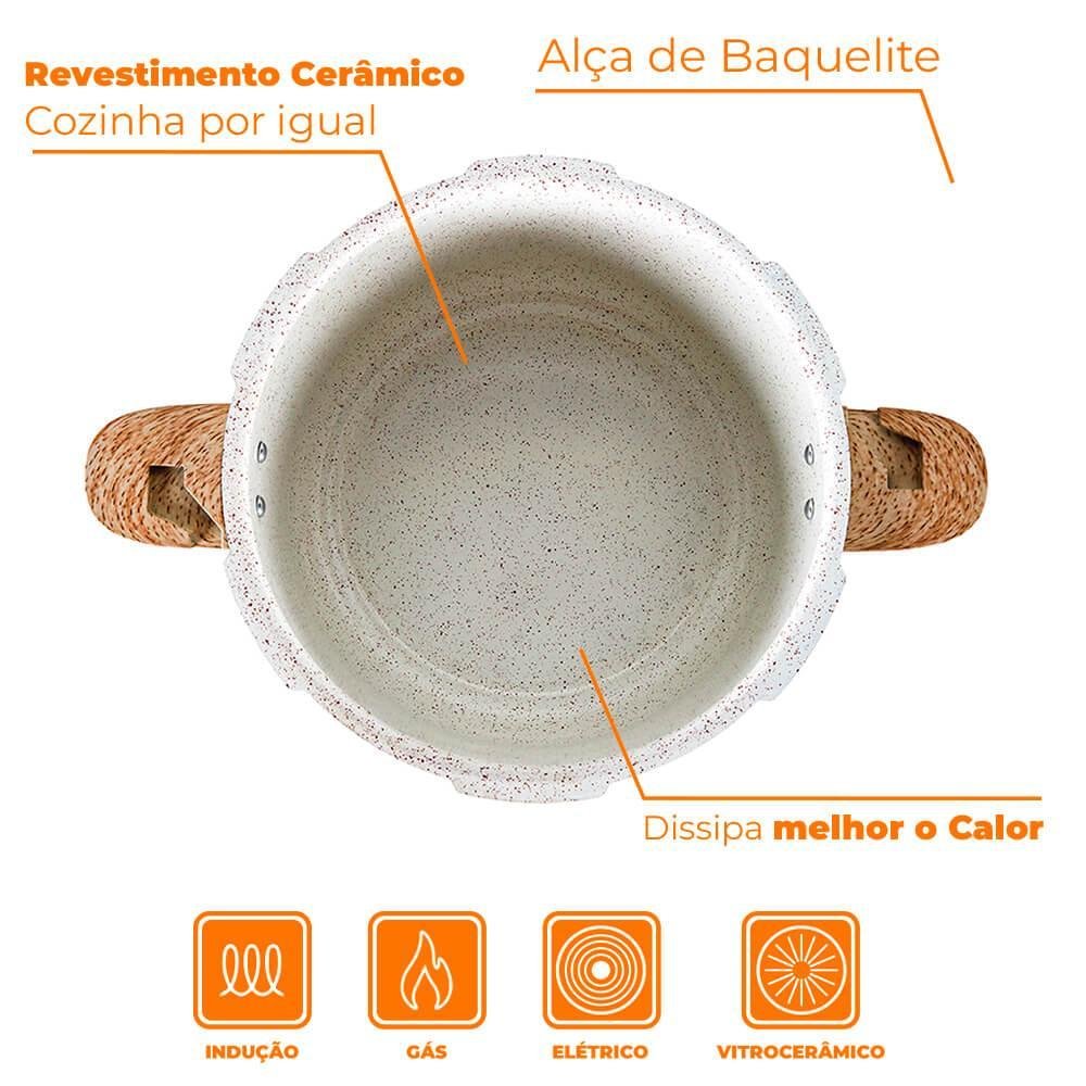 Panela de Pressão Brinox Vanilla Antiaderente 5,4l Indução Ceramiclife Pressure 4953/103 - 3