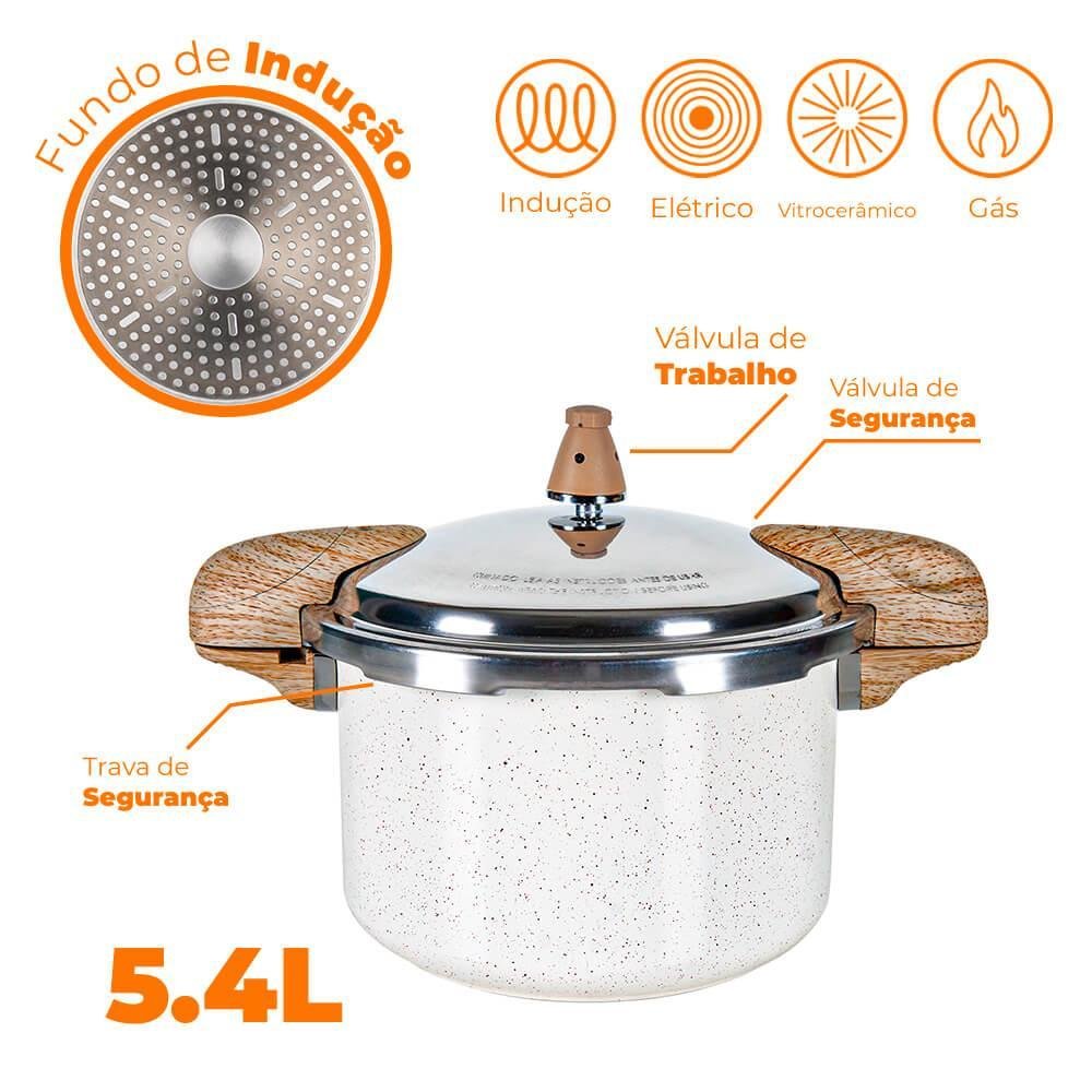 Panela de Pressão Brinox Vanilla Antiaderente 5,4l Indução Ceramiclife Pressure 4953/103 - 2