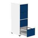 Ver imagem 2 de Armário de Arquivo Oficio 4 Gavetas Pandin 47 Cm (larg) Aço Branco C/ Frente Gaveta Azul C/ Chave