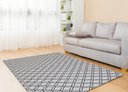 Ver imagem 1 de Tapete Para Sala ou Quarto Antiderrapante 2,50M x 1,32M Geométrico Branco e Preto