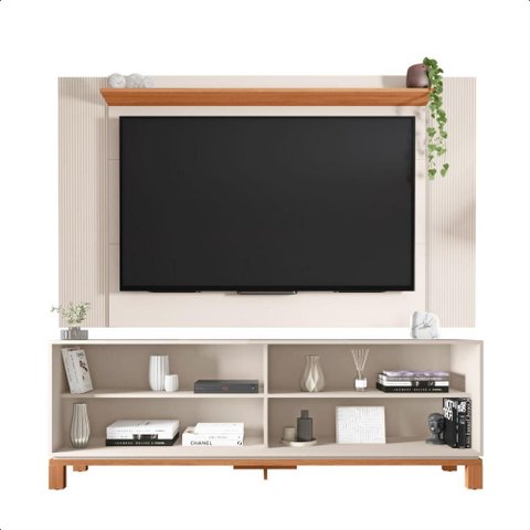 Bancada Rack com Painel para Tv até 65 Polegadas Jace Bege