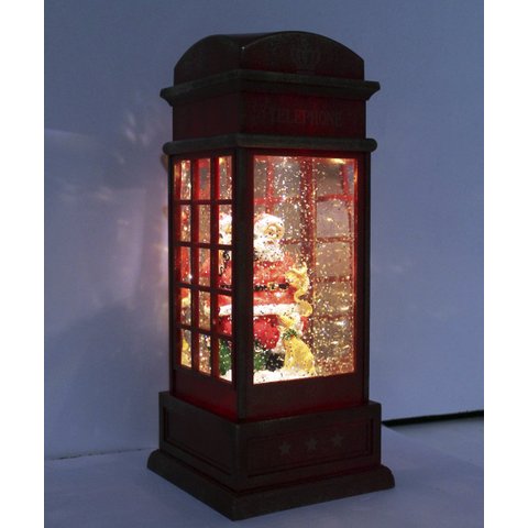 Cabine Telefone Inglês Dog Papai Noel Natal Musical de 26cm
