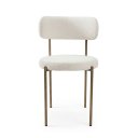 Ver imagem 1 de Cadeira Estofada Bouclé para Sala de Jantar Base Fixa Metal Carbono Monah Hope Bouclé Branco