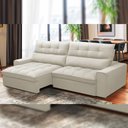 Ver imagem 2 de Sofá Retrátil Reclinável para Sala de Estar Living 250cm Dimas F04 Veludo Bege - Lyam Decor